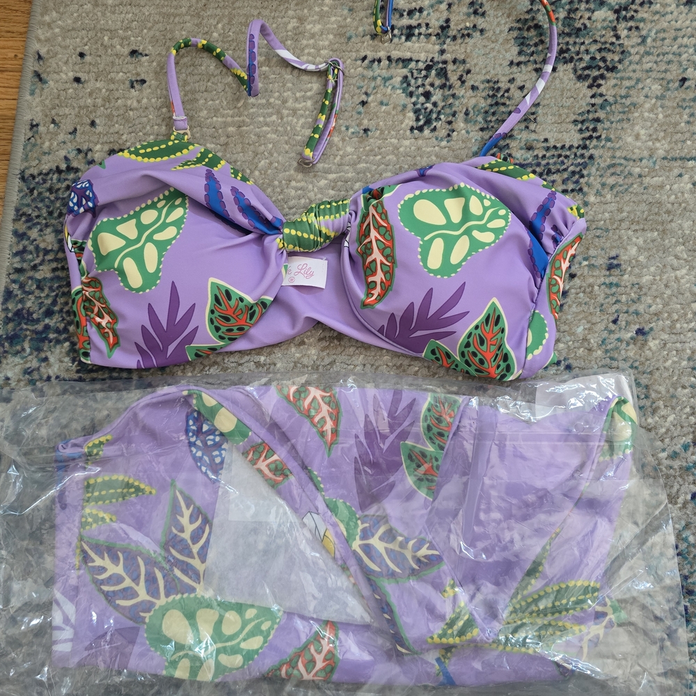 Pink Lily Purple Tropical Bikini Set